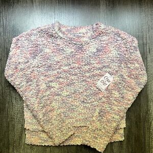 Candie's Textured Crew Neck Sweater - Pink and Lavender